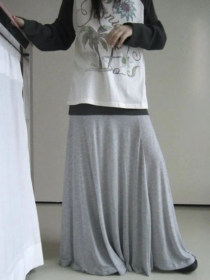 ang project Two Tone Draped A Line Skirt Skirt