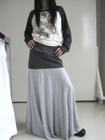 ang project Two Tone Draped A Line Skirt Skirt