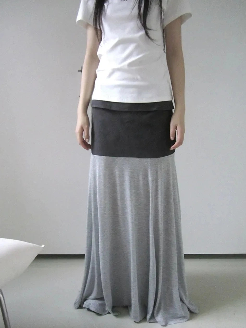 ang project Two Tone Draped A Line Skirt Skirt