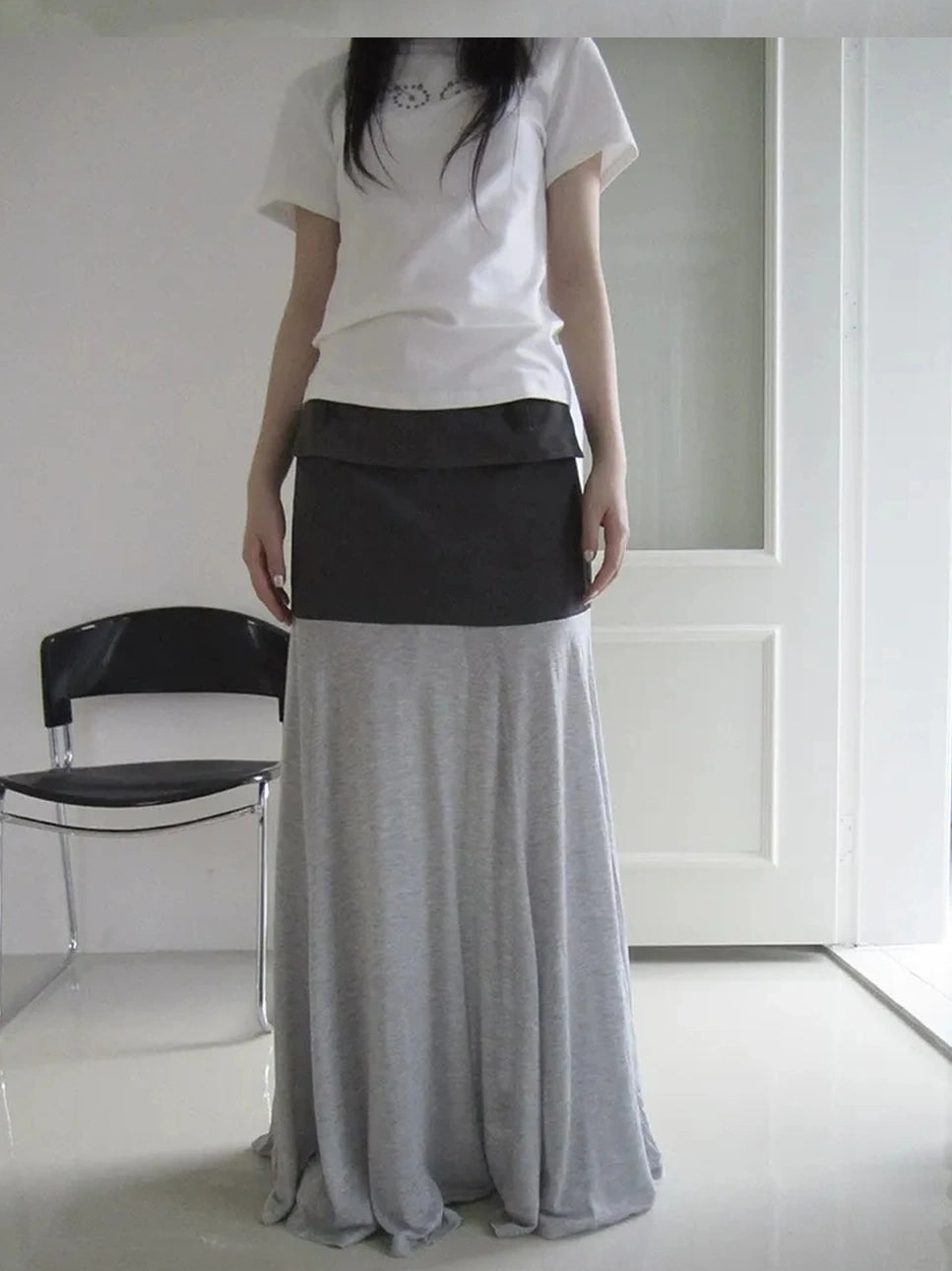 ang project Two Tone Draped A Line Skirt Skirt