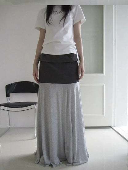 ang project Two Tone Draped A Line Skirt Skirt