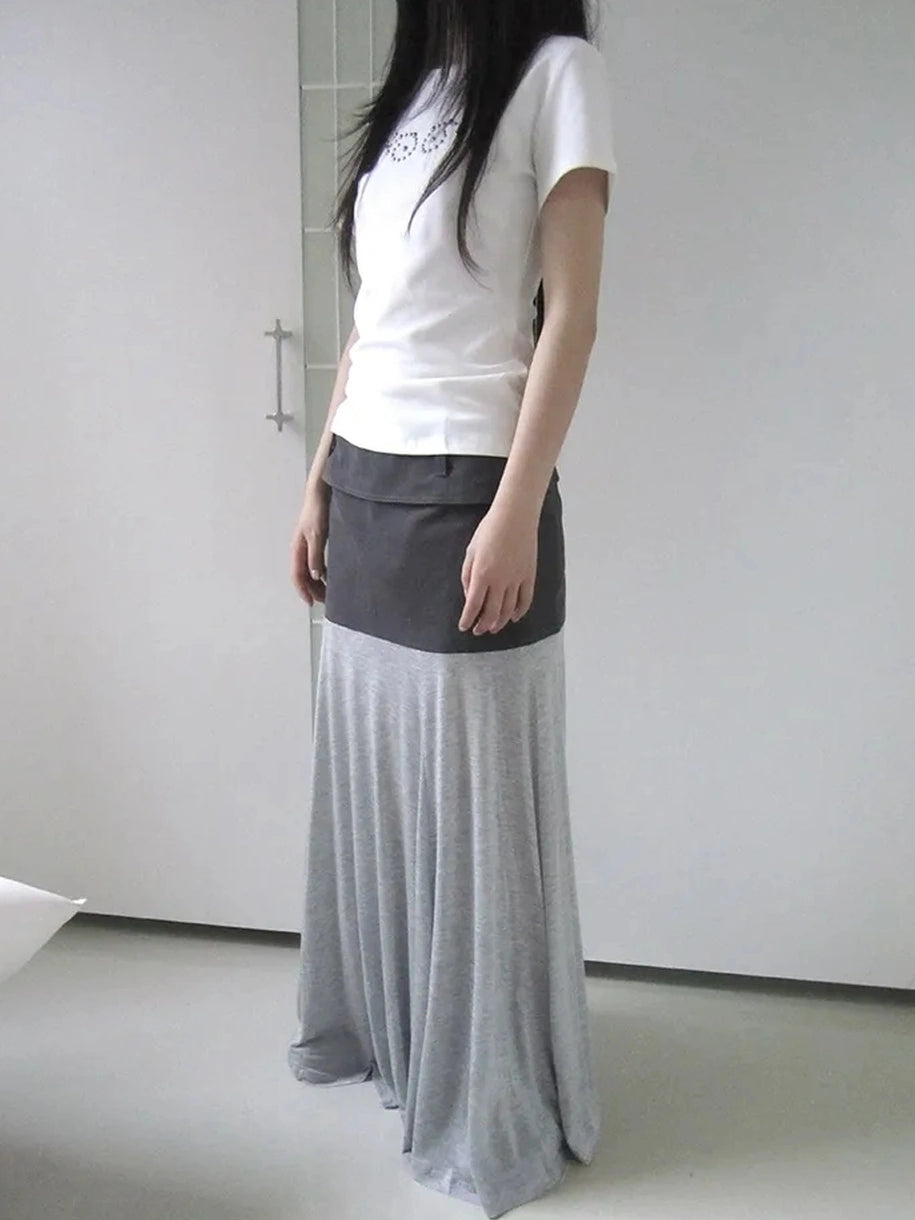ang project Two Tone Draped A Line Skirt Skirt