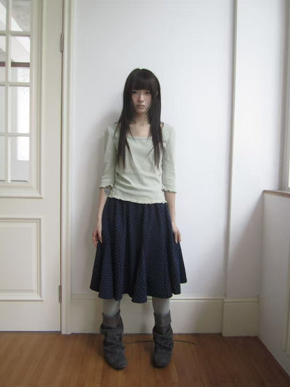 ang_project_U_Neck_Lace_Spliced_Textured_Slim_Fit_Korean_Women&