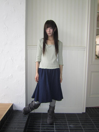 ang project U Neck Lace Spliced Textured Slim Fit Korean Women&
