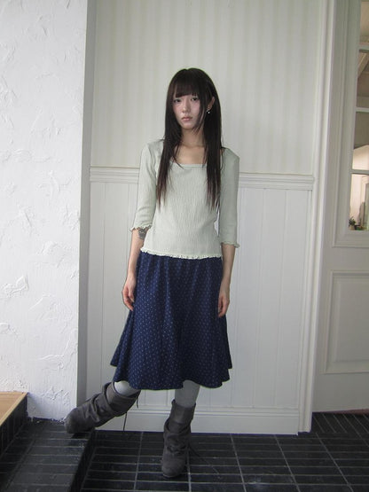 ang project U Neck Lace Spliced Textured Slim Fit Korean Women&