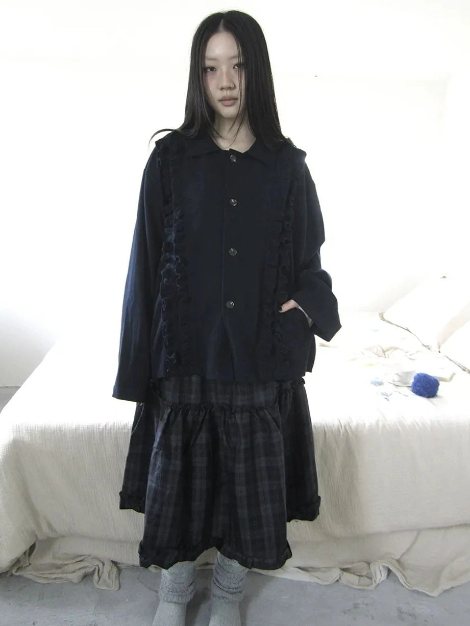 ang project Vintage Autumn Notched Collar Single Breasted Wool Coat Jacket