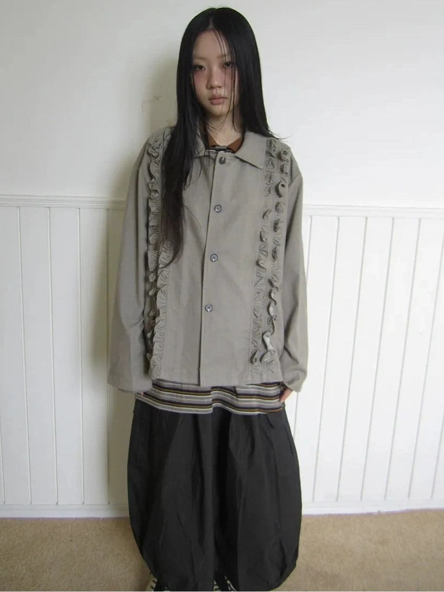 ang project Vintage Autumn Notched Collar Single Breasted Wool Coat Jacket