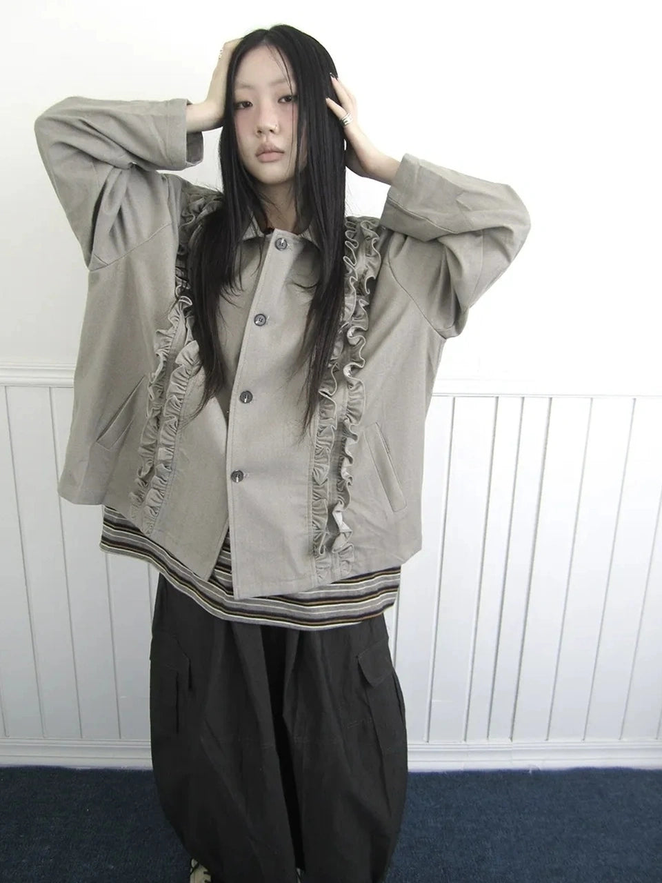 ang project Vintage Autumn Notched Collar Single Breasted Wool Coat Jacket