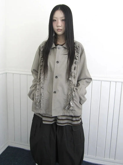 ang project Vintage Autumn Notched Collar Single Breasted Wool Coat Jacket