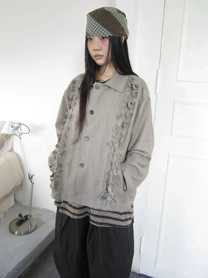 ang project Vintage Autumn Notched Collar Single Breasted Wool Coat Jacket