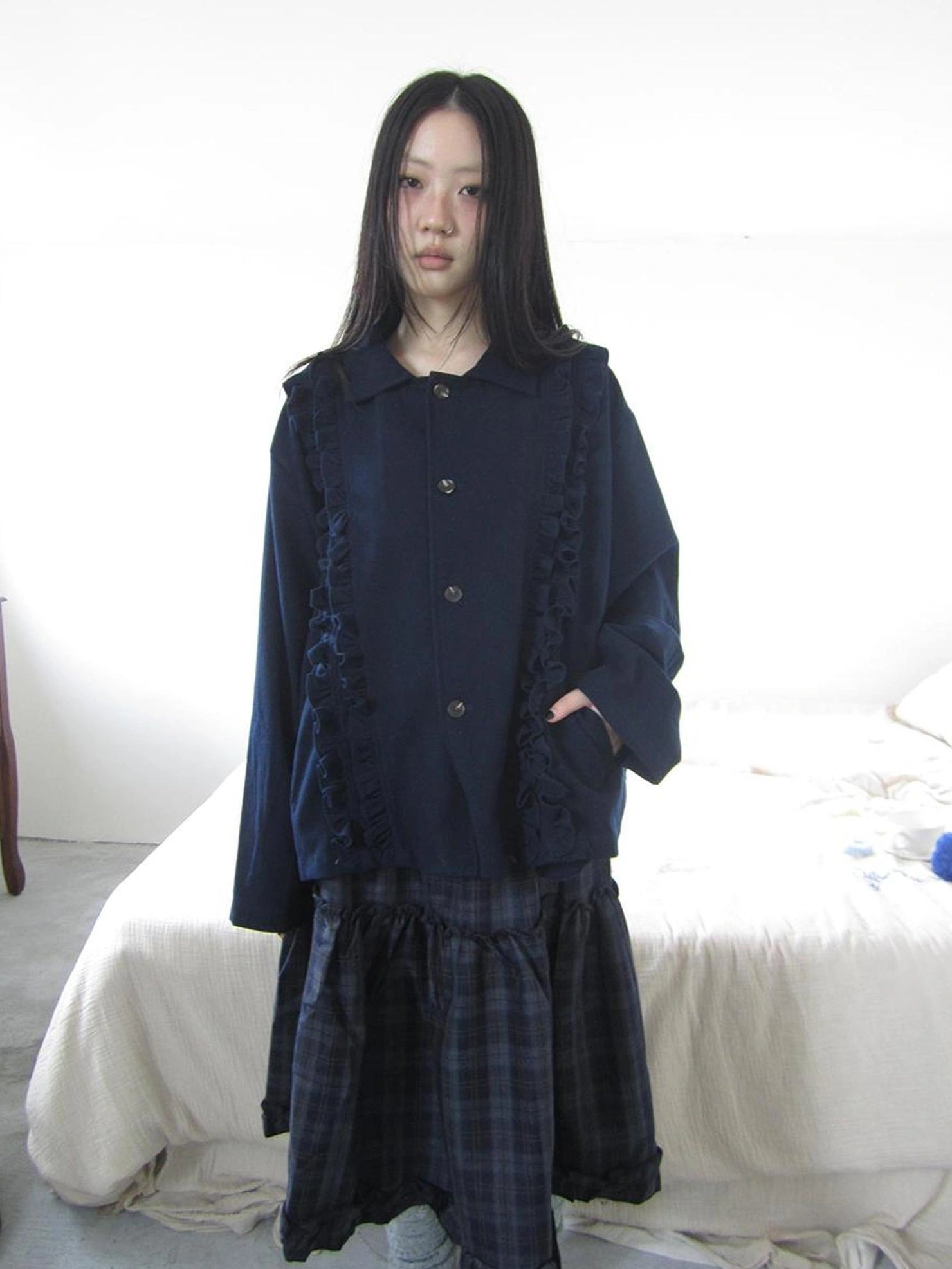 ang project Vintage Autumn Notched Collar Single Breasted Wool Coat Jacket