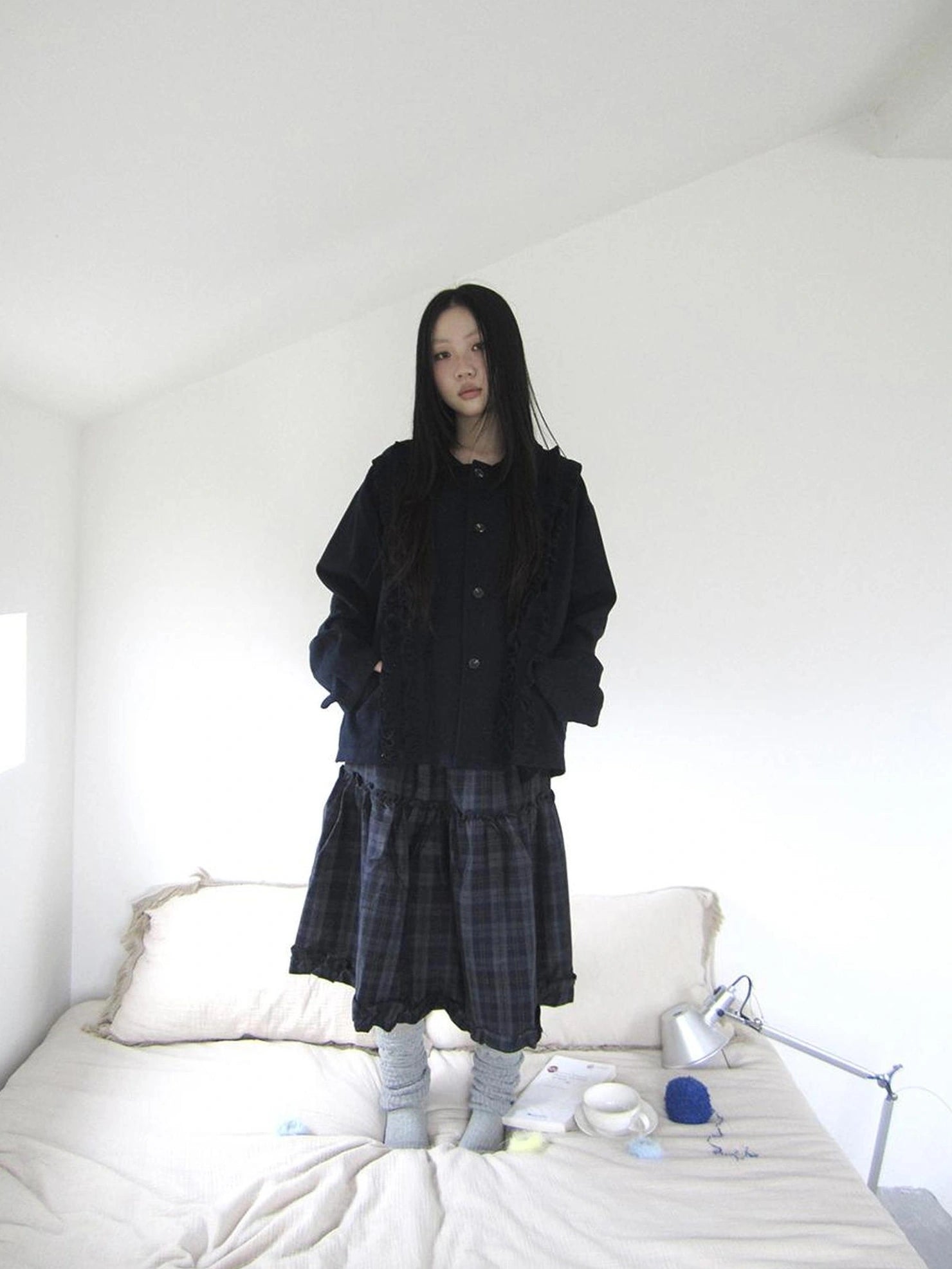 ang project Vintage Autumn Notched Collar Single Breasted Wool Coat Jacket