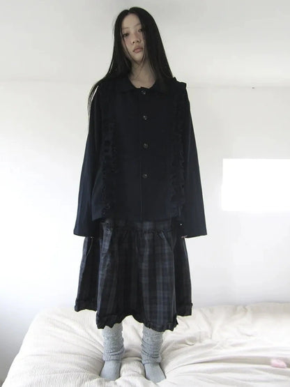 ang project Vintage Autumn Notched Collar Single Breasted Wool Coat Jacket