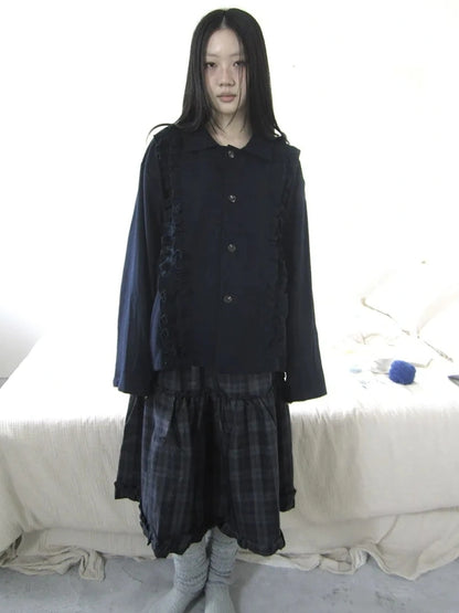 ang project Vintage Autumn Notched Collar Single Breasted Wool Coat Jacket