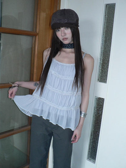 ang project Vintage Ballet Pleated Lace Panel Women&