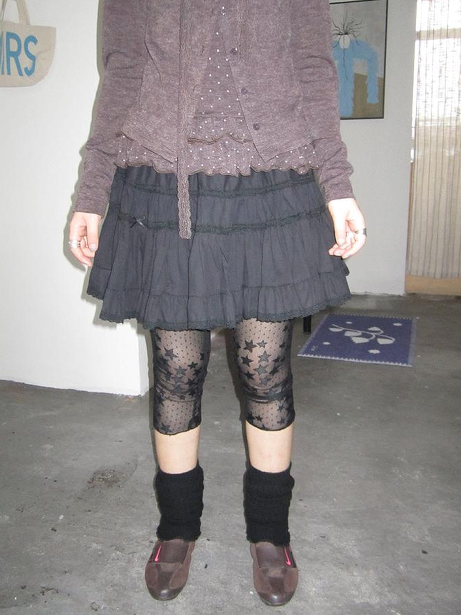 ang project Vintage Black Lace Trim A Line Skirt With Elastic Waist