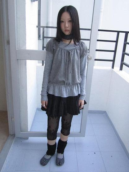 ang project Vintage Black Lace Trim A Line Skirt With Elastic Waist