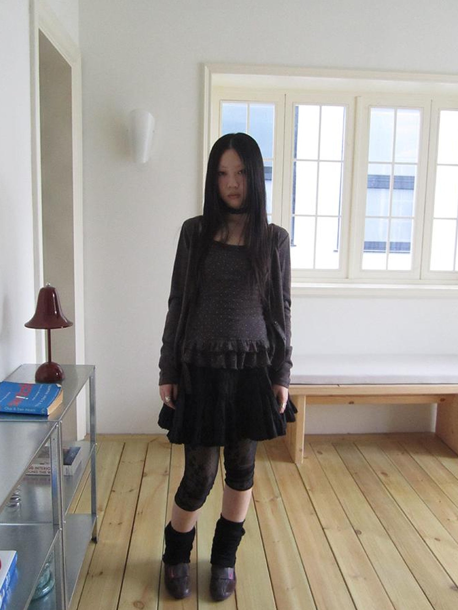 ang project Vintage Black Lace Trim A Line Skirt With Elastic Waist