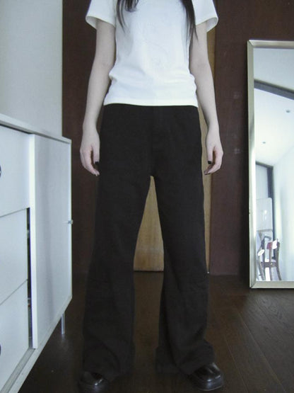 ang project Vintage Black Washed High Waisted Wide Leg Flare Jeans