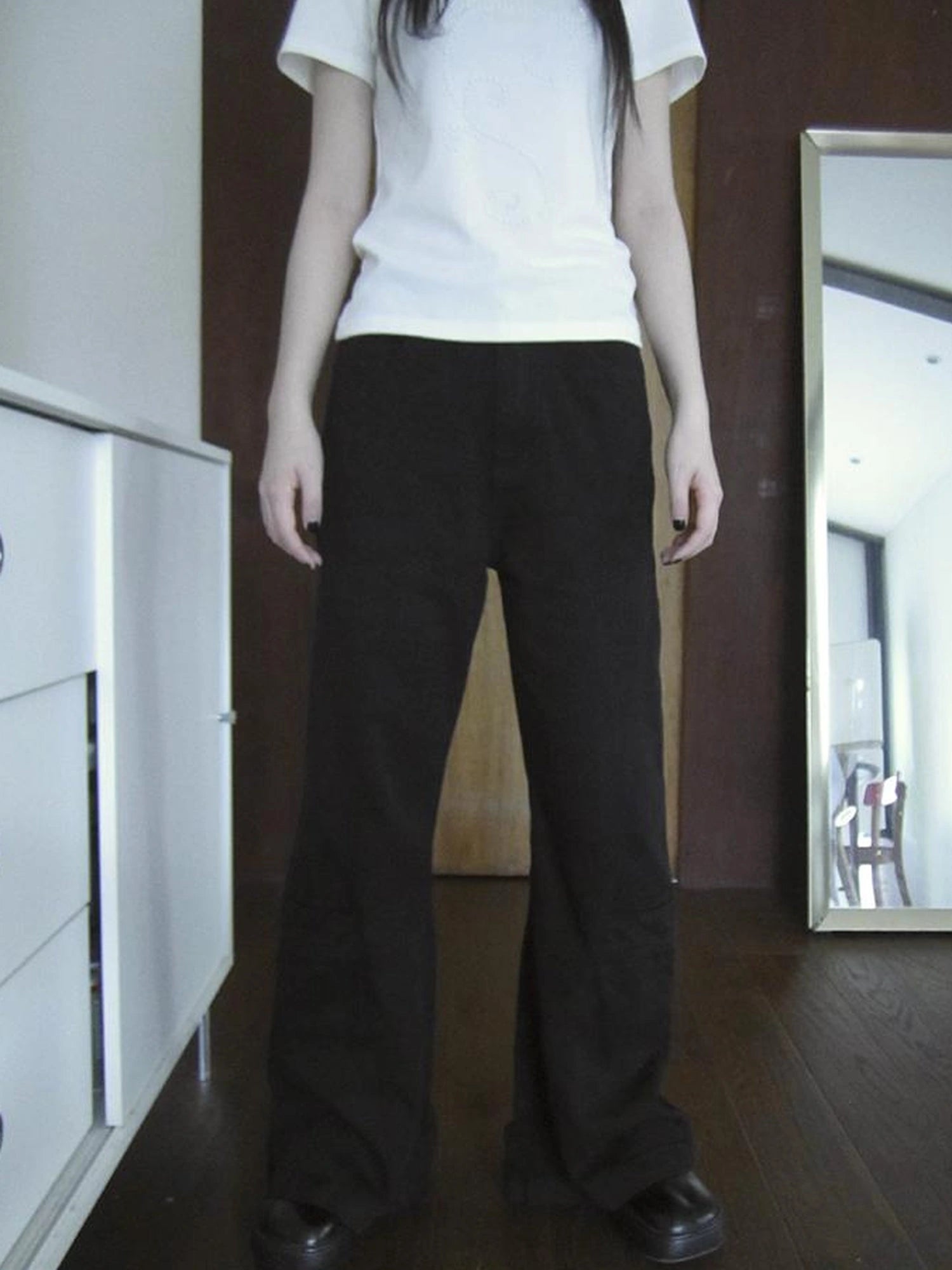 Vintage Black Washed High Waisted Wide Leg Flare Jeans