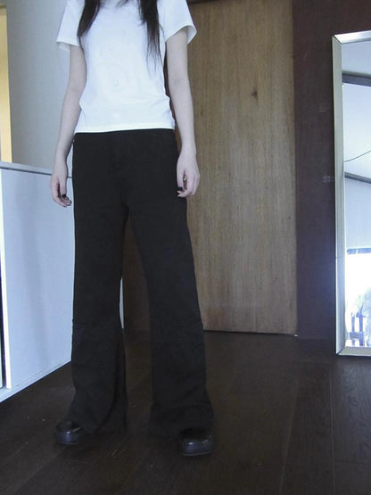Vintage Black Washed High Waisted Wide Leg Flare Jeans