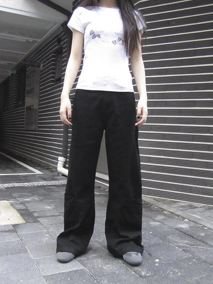 Vintage Black Washed High Waisted Wide Leg Flare Jeans