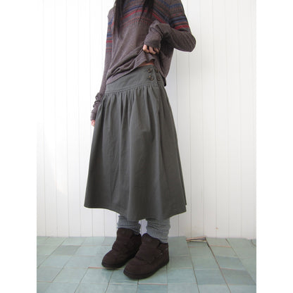 ang_project_Vintage_Button_Front_A_Line_Pleated_Cotton_Women&