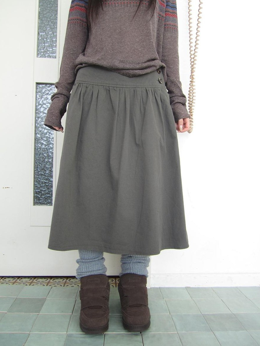 ang project Vintage Button Front A Line Pleated Cotton Women&