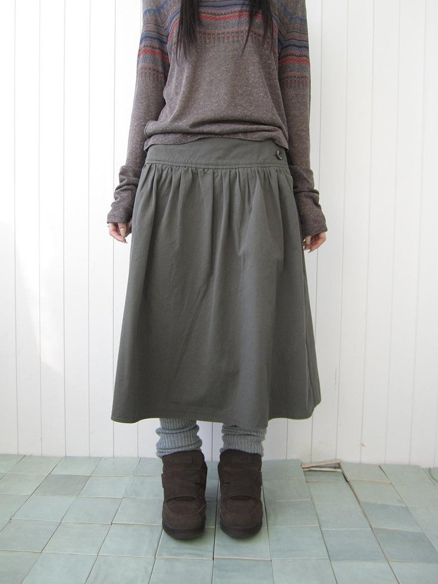 ang project Vintage Button Front A Line Pleated Cotton Women&