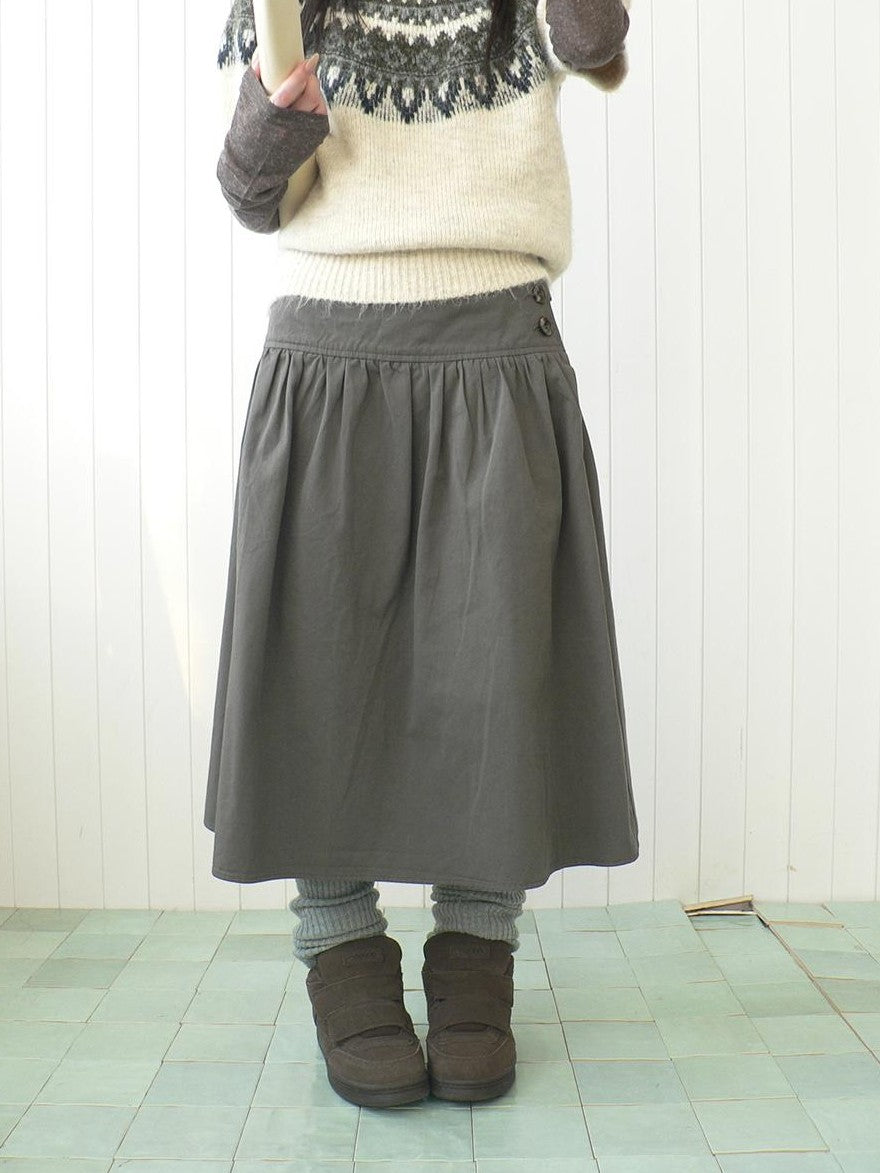 ang project Vintage Button Front A Line Pleated Cotton Women&
