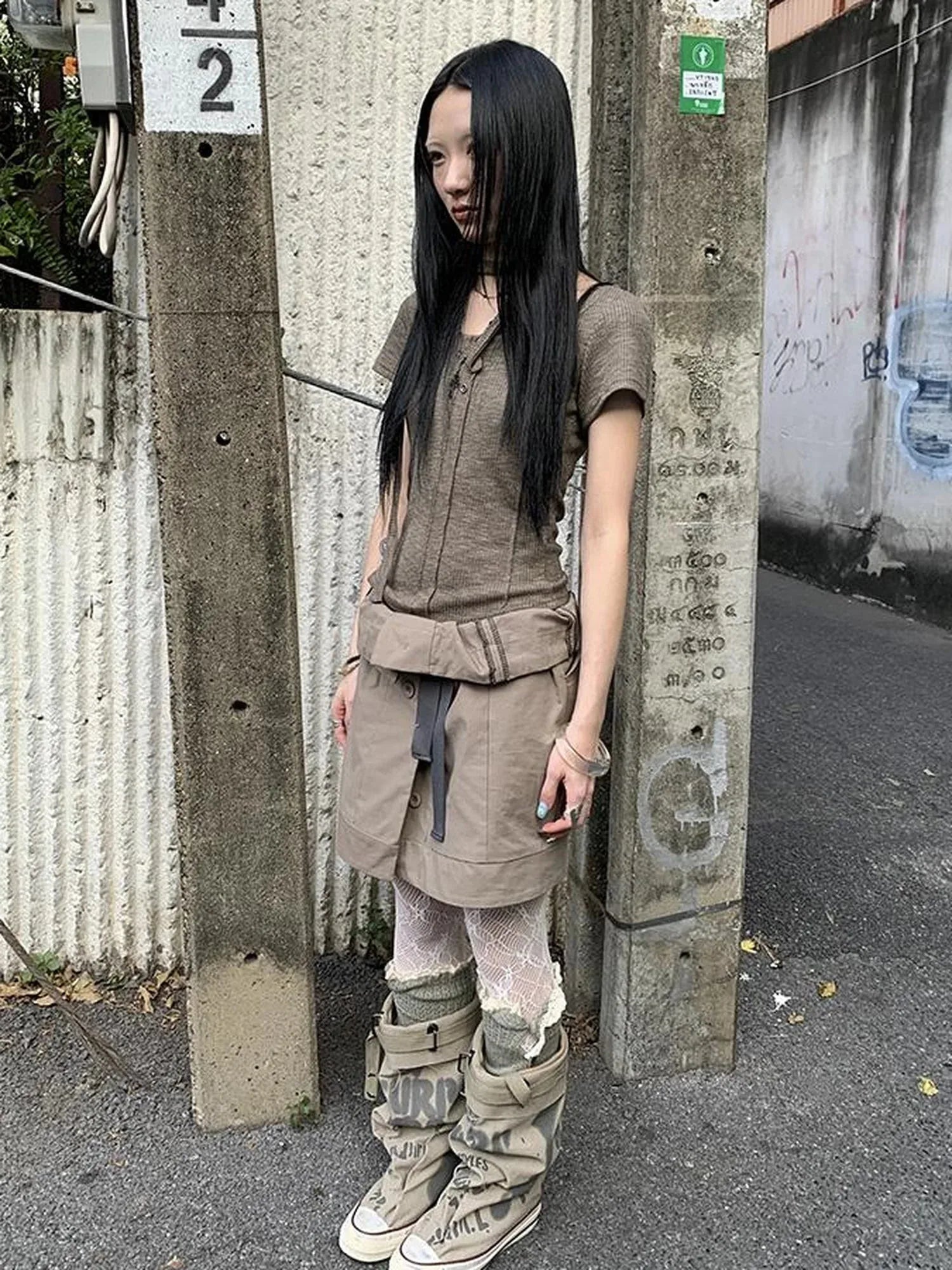 Vintage Button Tie High Waist Flowy Denim Short Skirt