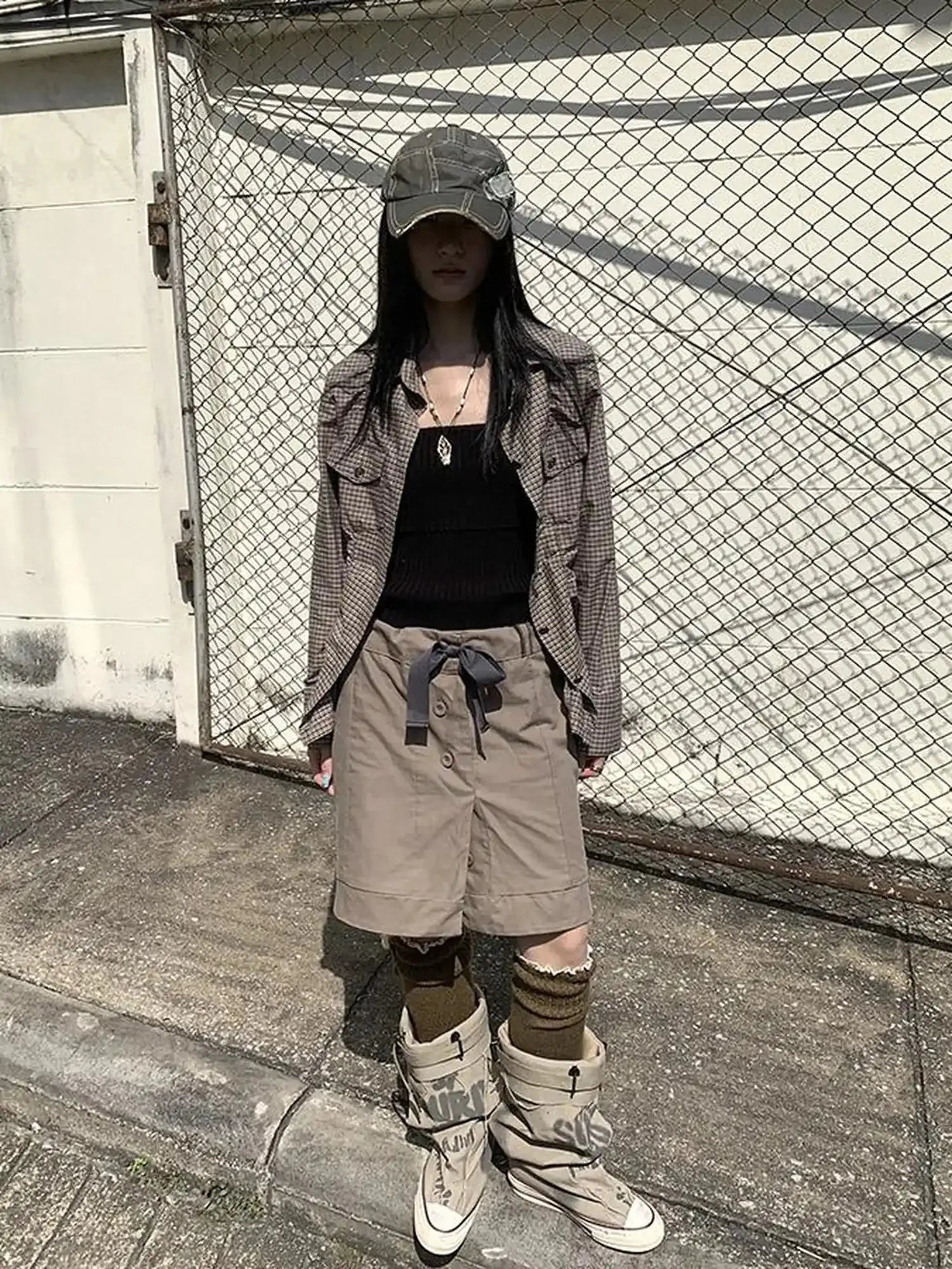 Vintage Button Tie High Waist Flowy Denim Short Skirt