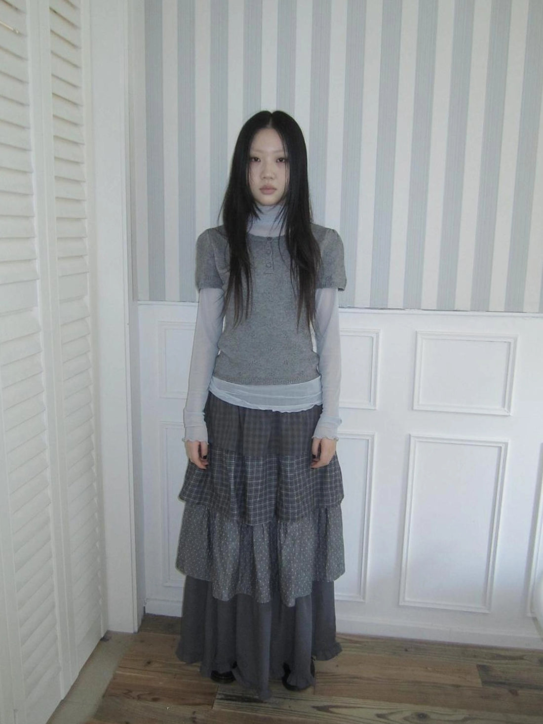 ang project Vintage Button Up Knit Tee Cardigan