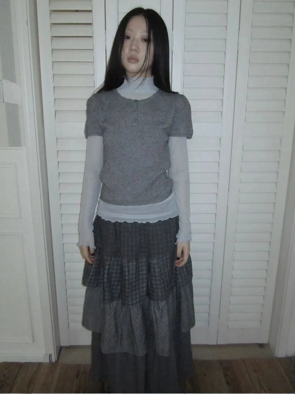 ang project Vintage Button Up Knit Tee Cardigan