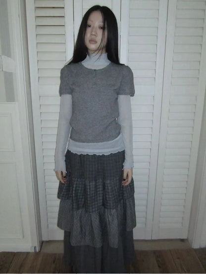 ang project Vintage Button Up Knit Tee Cardigan