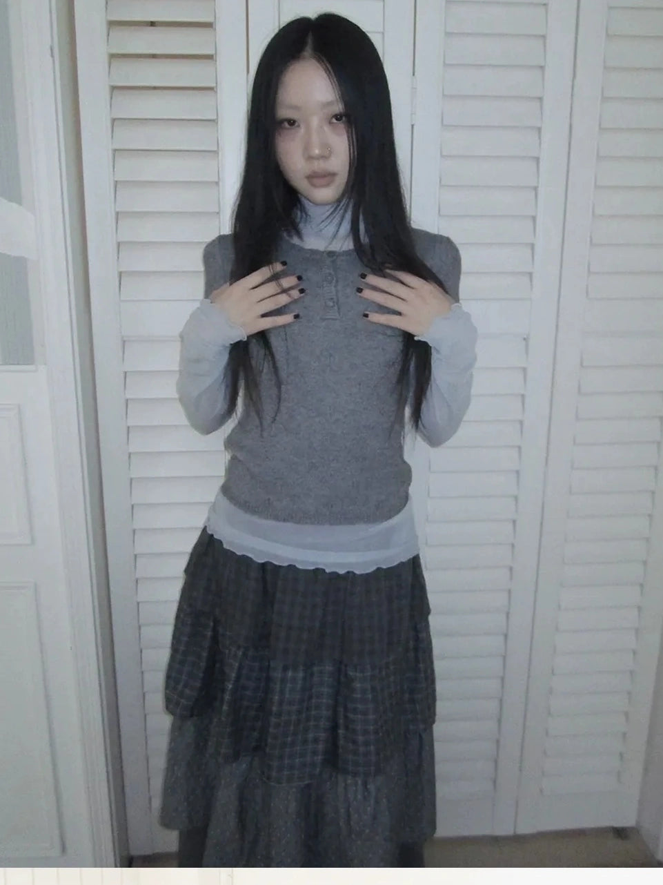 ang project Vintage Button Up Knit Tee Cardigan