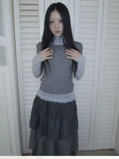 ang project Vintage Button Up Knit Tee Cardigan