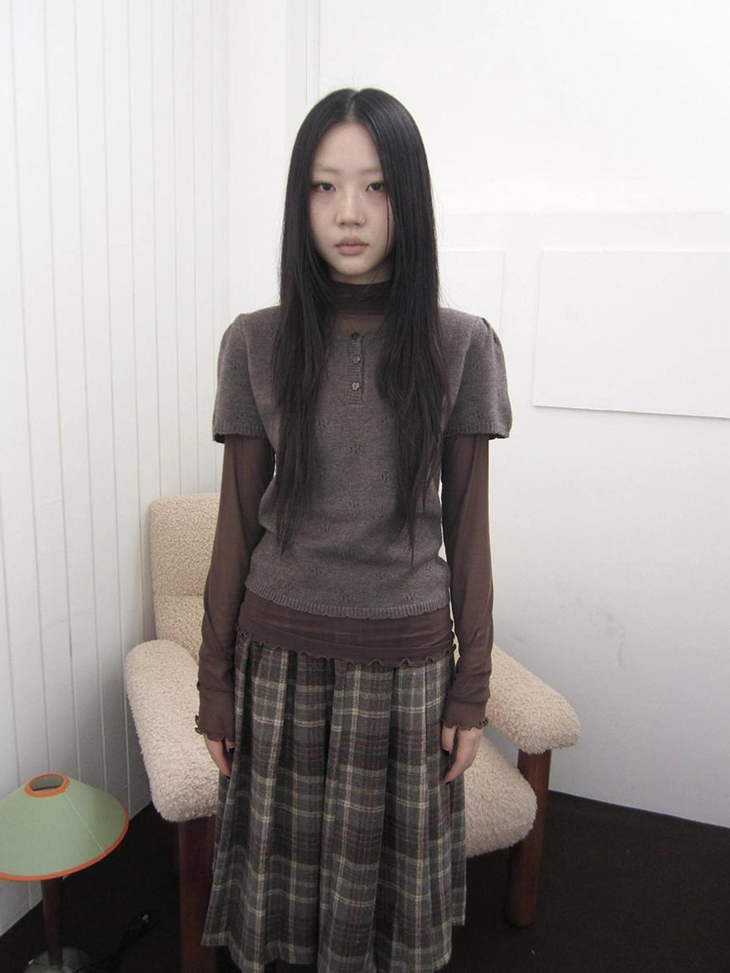 ang project Vintage Button Up Knit Tee Cardigan