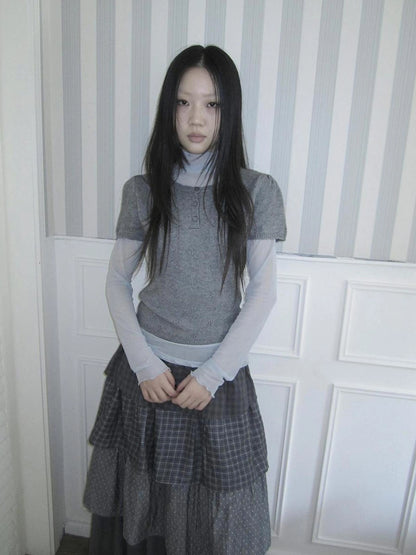 ang project Vintage Button Up Knit Tee Cardigan