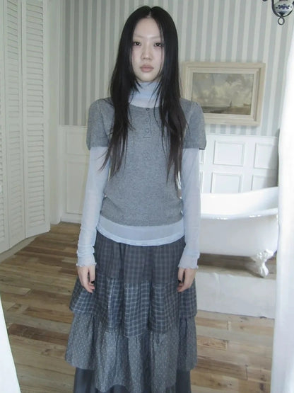 ang project Vintage Button Up Knit Tee Cardigan