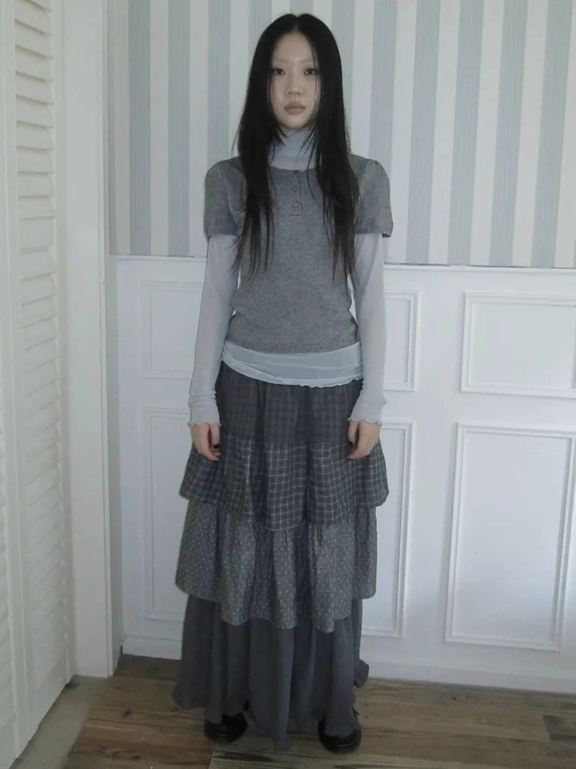 ang project Vintage Button Up Knit Tee Cardigan