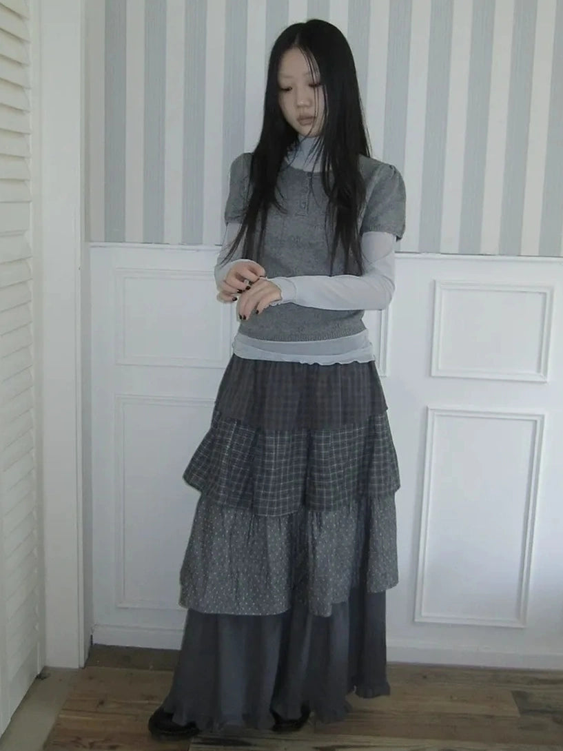 ang project Vintage Button Up Knit Tee Cardigan