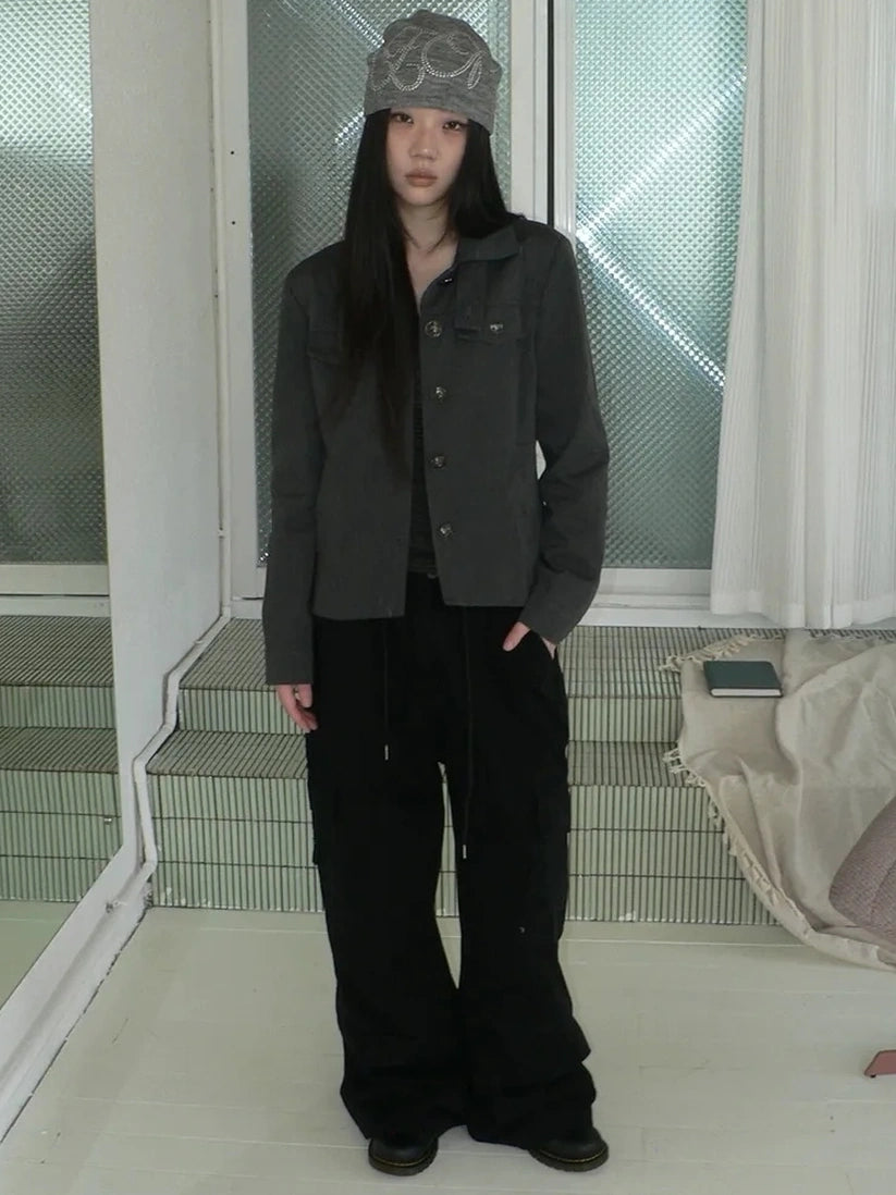 ang project Vintage Button Up Short Work Jacket Jacket