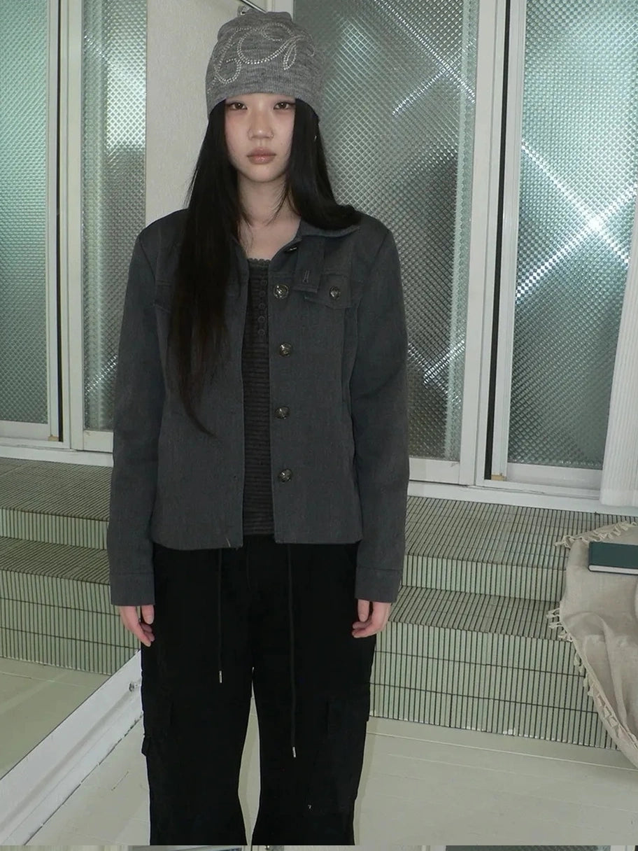 ang project Vintage Button Up Short Work Jacket Jacket