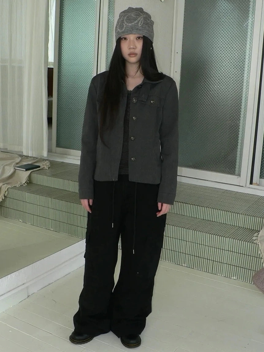 ang project Vintage Button Up Short Work Jacket Jacket