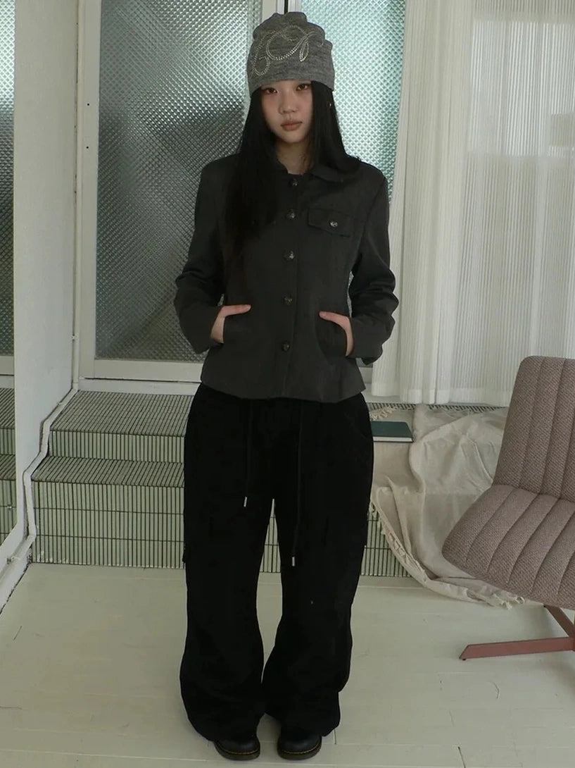 ang project Vintage Button Up Short Work Jacket Jacket