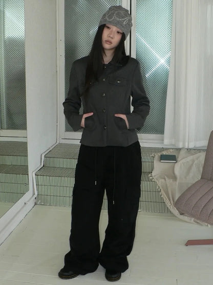 ang project Vintage Button Up Short Work Jacket Jacket