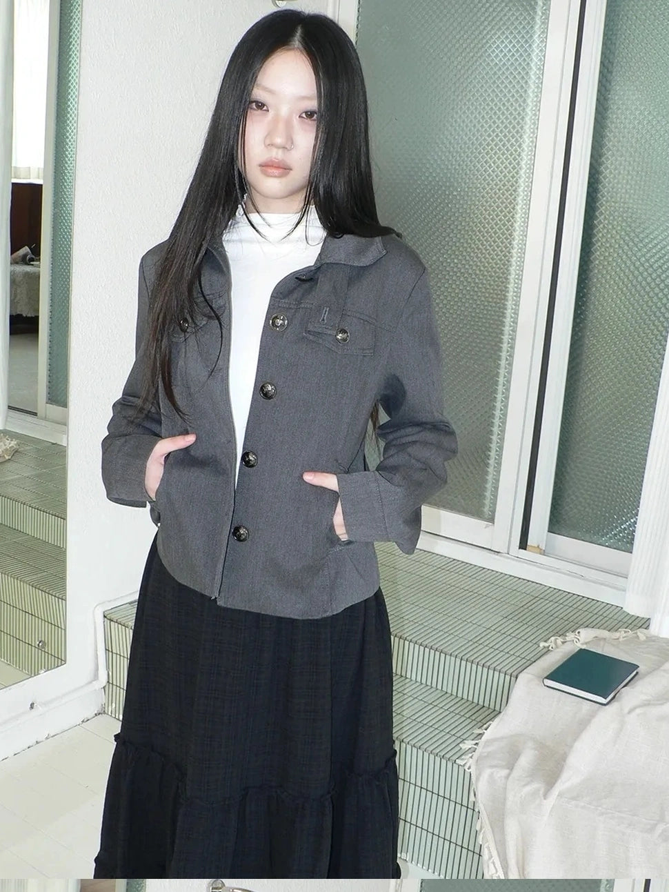 ang project Vintage Button Up Short Work Jacket Jacket