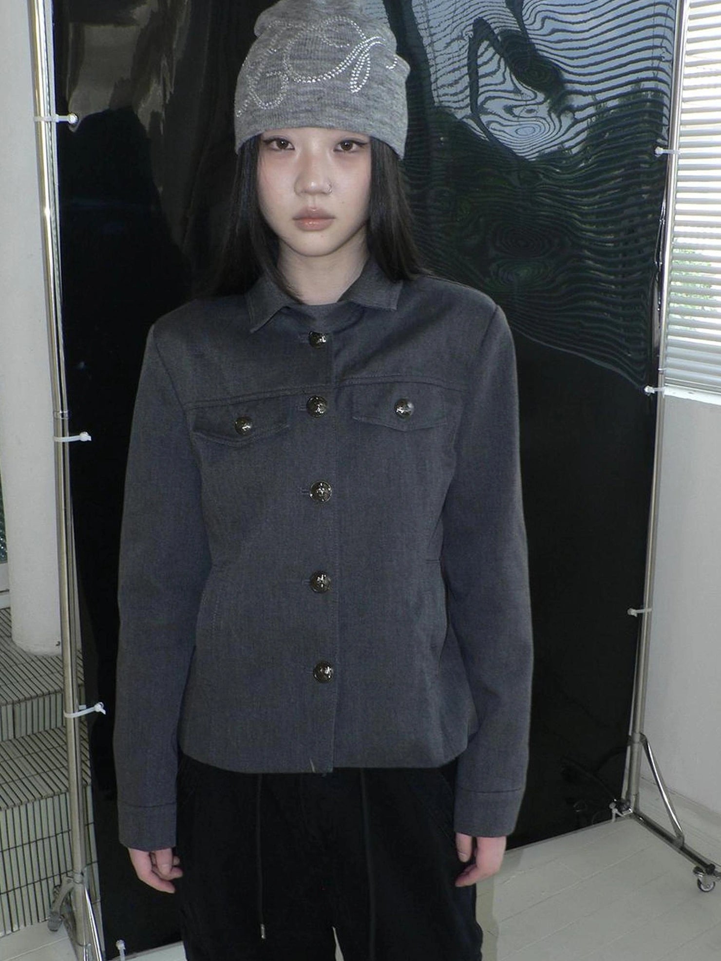 ang project Vintage Button Up Short Work Jacket Jacket