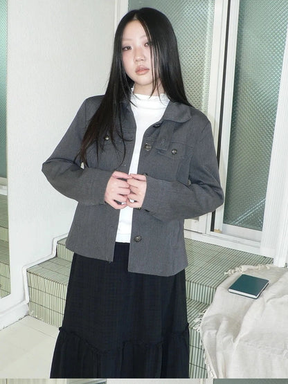 ang project Vintage Button Up Short Work Jacket Jacket